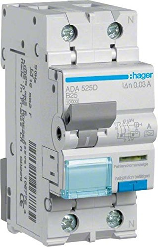 Hager ADA525D FI-Schutzschalter/Leitungsschutzschalter 2polig 25A 0.03A 240V