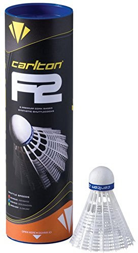 Carlton F2 Federbälle für Badminton, Weiß, 6 Stück