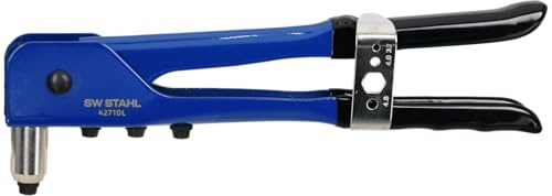 SW-Stahl 42710L Blindnietzange - 250 mm Popnietenzange für Alu-Nieten | Profi Handnietzange mit 4 Mundstücken für 2,4 - 4,8 mm Blindnieten. Ideal für KFZ, Werkstatt und Metallbau.