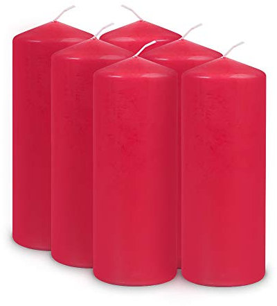 Müller Kerzen 2011807091 Stumpenkerze, 6-er Pack, karminrot
