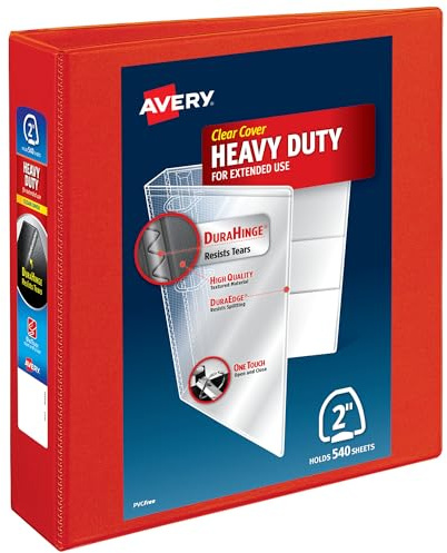 Avery 79803 3-Inch Non-Stick Ring Binder - Navy Single Pack 2 red | For Heavy School, Home and Office Use, Reinforced Construction, Four Interior Storage Pockets, Nonstick Archival-Safe Cover