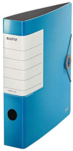Leitz Qualitäts-Ordner 180° Solid, A4, Schmal, Hellblau, 6,2 cm Rückenbreite, Gummibandverschluss, Robustes Polyfoam, extra breites, austauschbares Rückenschild, 11130030