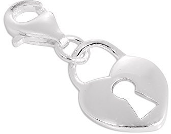 jewellerybox Sterling Silver Heart Padlock Clip on Charm