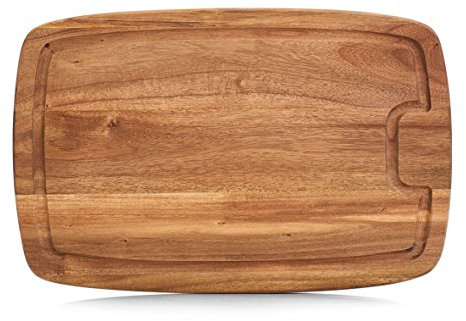 Zeller 25556 – Tabla de Cortar con surco, Acacia Madera 40 x 26 x 1.5 cm, Natural