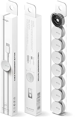 elago Kabelmanagement Button Kabelhalter [7 Stck] - [Selbstklebend] [Schlitz für 2 Kabel] [Flexibles TPU] [Einfache Installation] - Kabelbinder Inclusive - Weiß