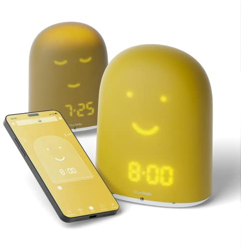 UrbanHello Remi – Wecker Tag Nacht lehrreich und Überwachung des Schlafs – Babyphone Audio mit Lärm-Alarm 5 in1 – Nachtlicht – Lautsprecher Bluetooth – in gelb