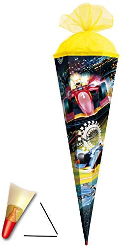 Schultüte - Speed - Rennwagen/Racing - Formel Wagen - 85 cm - eckig - Tüllabschluß - Zuckertüte - Roth - mit Holzspitze - für Jungen - Auto/Fahrzeug -..