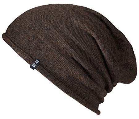 Enter the Complex® Leichte Merino Mütze, Einlagig Gestrickte Slouch Beanie, 100% Merino Wolle, Damen und Herren, Braun