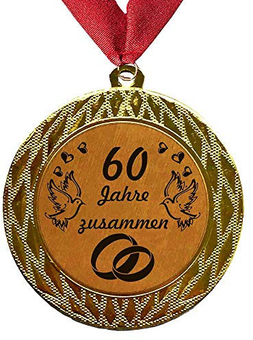 Larius Group Medaille Orden 60 Jahre zusammen Diamanthochzeit Diamantene Hochzeitzeit (mit Halsband)