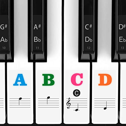 Piano Stickers for Keys, Eison Colorful Piano Keyboard Stickers for 88/61/54/49/37 Full Set Note Guides for Learning, Removable, Leaves No Residue, Multi-Color, Great Beginner's Gift (Multi-Color)
