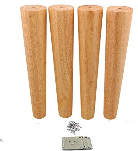 Mysummer 4PCS Wooden Furniture Feet Tapered Sofa Legs Solid Wood Furniture Legs 12inch