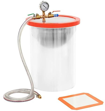 vidaXL Vakuumkammer mit Deckel Entgasungskammer Harzfalle Vacuum Chamber Vakuumpumpe Unterdruckpumpe Vakuum Pumpe Edelstahl 22,7L 29,5x39cm 1/4 Zoll