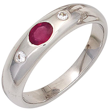 Jobo Damen-Ring aus 925 Sterling Silber mit Rubin und Zirkonia Größe 58