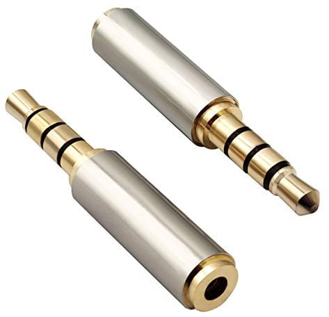 AAOTOKK 4 Pôles 3,5 mm Mâle à 2,5 mm Femelle Jack Convertisseur Audio Stéréo Coque Métallique pour Casques,Smartphones,Tablettes,Haut-Parleurs.(2Pack-2.5 to 3.5mm F/M)