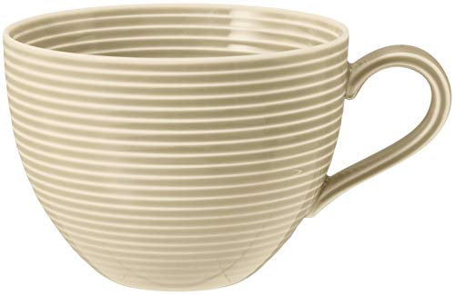 SELTMANN WEIDEN Milchkaffeetasse - 0,35 L - Durchmesser 12,8 cm - Beat - Form: Rund mit Rillenrelief - moderner Stil - Sandbeige - Color Glaze