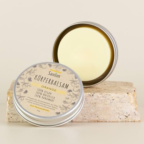 Savion Naturkosmetik Körperbalsam Orange | Bio-Sheabutter & Kakaobutter | Handgefertigt | Entspannend & Pflegend | Vegan | Made in Germany