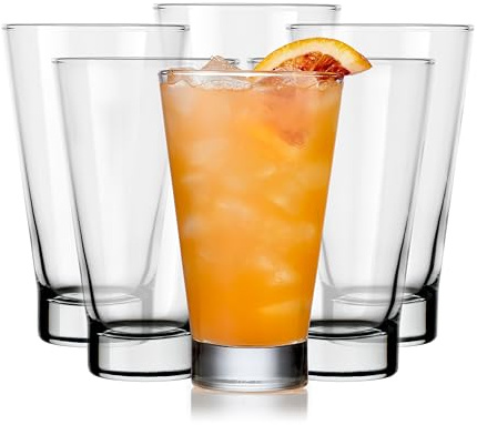 Libbey Bar Essentials Tumbler Glasses Set of 6, 14 ounce, Iconic Heavy Base Drinking Glasses Set, Dishwasher Safe Glass Tumblers for Everyday Use