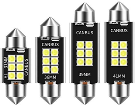 WeiHong Festone-31mm / 36mm / 39MM / 41mm C5W C10W Lampadine a LED Canbus 3030 6-SMD nessun errore luci di lettura a cupola per carte interne dell'auto 12V / 24V 3W lampada automatica (bianco, 41MM)…
