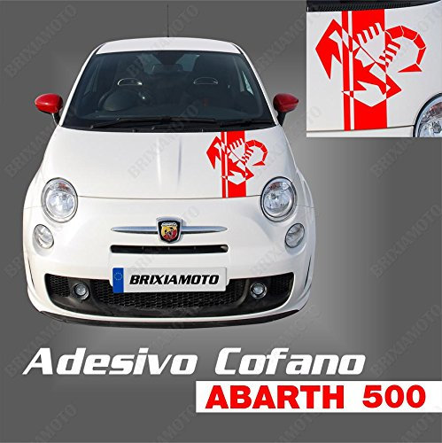 ADESIVO COFANO LOGO COMPATIBILE CON ABARTH STRISCIA E SCORPIONE RACING COMPATIBILE CON FIAT PUNTO 500 ROSSO