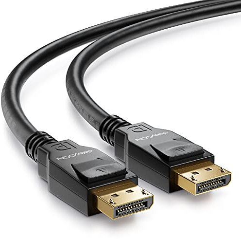 deleyCON 1m DisplayPort 8K Kabel 1.4-1080P bis 8K - Optimal für Gaming Monitore bis 240Hz PC HBR3 DSC HDR-10 - Schwarz