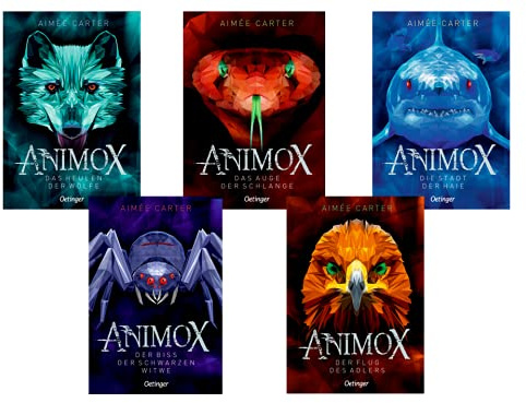 Aimée Carter | Animox | 5er Set als Hardcover | Das Heulen der Wölfe + Das Auge der Schlange + Die Stadt der Haie + Der Biss der Schwarzen Witwe + Der Flug des Adlers