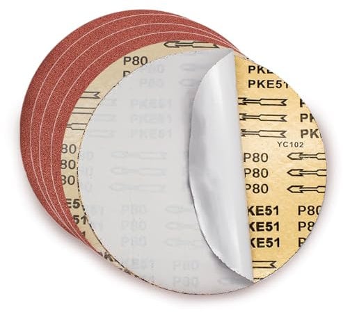 FEIHU 30 Stück Selbstklebende Scheiben red Ø 230 mm Körnung je 5 x P60, P80,P120, P180, P240, P320für Bandschleifer| tellerschleifer|Band-Tellerschleifer|Tellerschleifpapier(PSA-Schleifpapier)