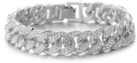 Halukakah Cuban Link Kette für Kinder, Goldkette Miami Halsband Halsketten Armband aus 18k Echtgold/Platin Weißgold Plattiert, mit Handgefassten Labordiamanten, Passend für 8-16 Jahre, mit Geschenkbox