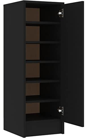 vidaXL Schuhschrank mit 6 Fächern Schuhregal Schuhablage Schrank Regal Schuhaufbewahrung Kommode Schuhständer Schwarz 32x35x92cm Holzwerkstoff