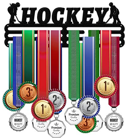 ORIGACH Medaillenhalter Ausstellungsständer Hockey Schwarz Stabile Medaille Kleiderbügel, 40 cm