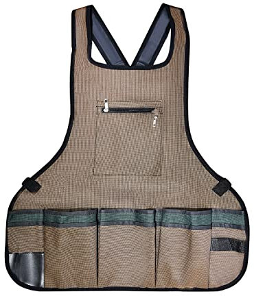 Garden Apron With Pockets,Woodworking Artist Tool Apron,Unique Gardening Gifts for Women / Men, Brown, One Size