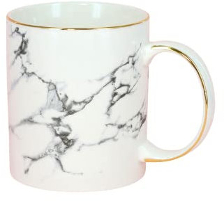 G Decor Marble Effect Coffee Mugs in White Finish and Gold Rim for Tea or Coffee Afternoon Tea