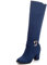 Diuniarza Stivali Alti Al Ginocchio da Donna con Tacco Largo, Stivali da Vestito Classico Zip Stivali Alti Tacco Alto Punta Rotonda Knee Boots, 10714Qhu Blu Numero 39 EU