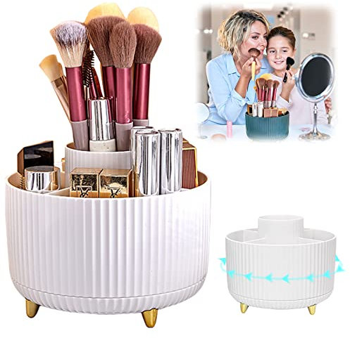 Qunkun Kosmetik Make Up Organizer, Kosmetik Organizers, 361°Drehbarer Pinsel Organizer, Beauty Organizer, Kosmetikregal, Multifunktionale Aufbewahrung für Zimmer Decor Frisiertisch