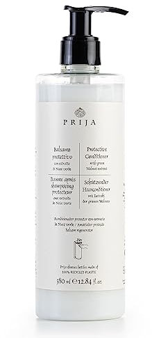 Prija Vegan Conditioner 380ml mit grünem Walnuss-Extrakt - Cremiger Schutzbalsam für alle Haartypen - Dermatologisch getestet, Made in Italy - 100% Recycelbar