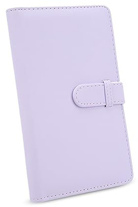 Fotoalbum für 3-Zoll-Film, Album mit 108 Taschen für Fuji-Film 12 11, PU-Leder-Fotobuch, Fotokartenordner mit Schloss (Lila)