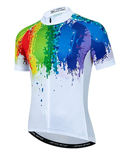 Men's Cycling Jersey Short Sleeve Bike Jacket Biking Bicycle Jersey Shirt Top Colorful L