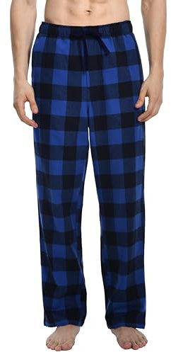 Nutria Pantaloni Pigiama Flanella Uomo 100% Cotone, Morbidi Pantaloni del Pigiama Casual Invernali e Caldi con Tasche U06
