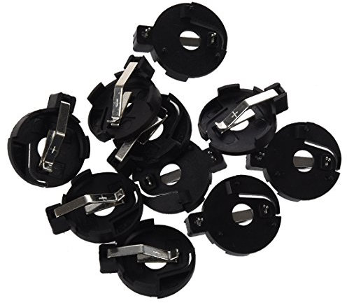 Clyictz R 10 Pieces 2025 2032 CR2016 Button Cell Button Battery Holder Socket - Black