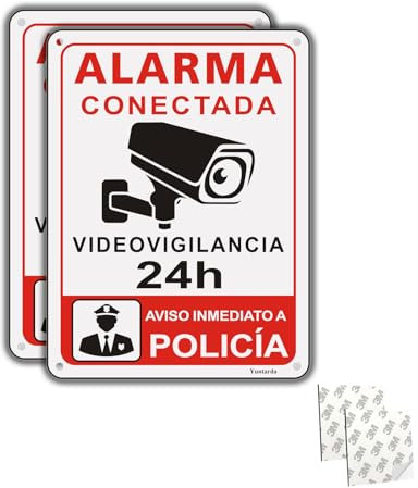 Cartel zona videovigilada adhesivo Aluminio Reflectante 15x20 cm, Placa Videovigilancia Metal Cartel Videovigilancia Metalico Duradero, Impermeable y Resistente UV 2 Piezas