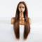 Greenmirr Yaki Braune Lace Front Perücke Lange Gerade Synthetische Ombre Brown Ersatz Perücke 24in