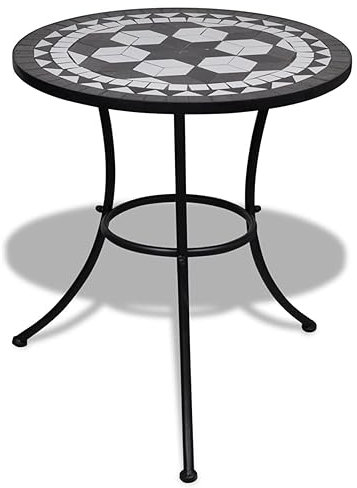 Camerina Bistrotisch Schwarz und Weiß 60 cm Stehtisch Bistrotisch Bartisch Gartentisch Mosaik Tisch Outdoor Bistrotisch Outdoor Mosaik