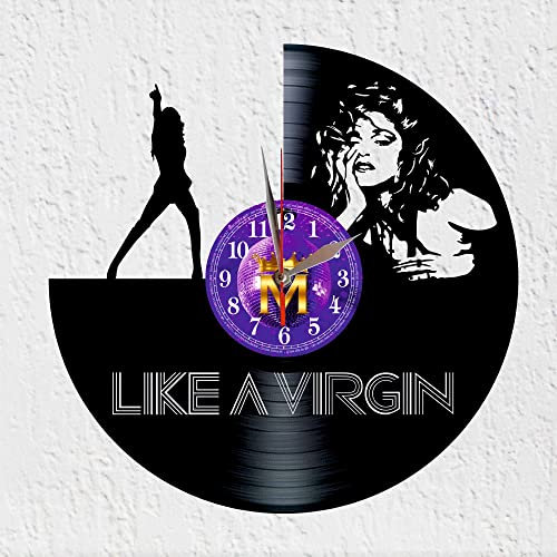 VINY WOODY Wanduhr mit Schallplatte, Motiv La Reyna del Pop Musica Dance Disco 80S 90S