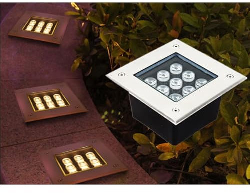 12V Spot Encastrable LED Exterieur - Lampe Jardin Enterré, Projecteur LED Carré, Projecteur LED Encastré Extérieur Étanche IP67, Pour Terrasse Pour Jardins, Patios ( Color : Yellow Light , Size : 18W