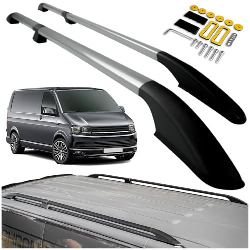 CHROMEMASTER Dachreling Dachträger Kompatibel mit VW T6 Transporter Long 2015-2019 | Zur Befestigung der Dachgepäckträger, Dachboxen oder Dachfahrradträger | Robuste Konstruktion aus Alu