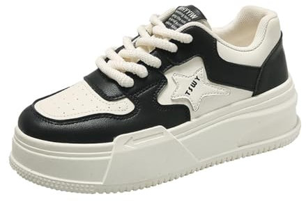 Breite fette Füße Herbst und Winter koreanische Version der Star-Schuhe Casual Thick-Soled Sport Board Schuhe Plattform Schuhe für Frauen Uk