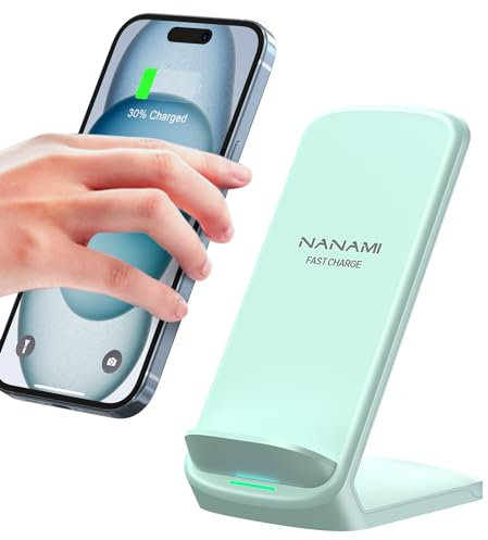 NANAMI Fast Wireless Charger, 10W Induktive Ladestation für Samsung Galaxy S25/S24/S23/S22/S22+/S21/S20/S10/S10+/S9/S8/S7 Note 20/10, 7.5W für iPhone 16/15/14/13/12/11/SE 2/X/XS/XR/8 Google Pixel LG