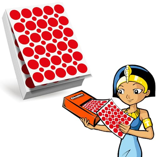 CLEOPATRE – Selbstklebende runde Aufkleber – Nachfüllpack Eco-Pack 60 Blatt (1880 Aufkleber) – Rot