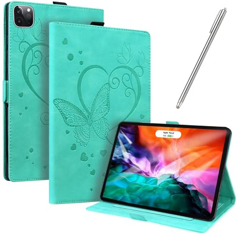 JayModCase Hülle Kompatibel mit iPad Air 5/4 (2022/2020 5th/4th Generation 10,9-Zoll) PU Leder Schutzhülle Standfunktion Kartenschlitz Stifthalter Flip Cover Auto Schlaf/Wach Funktion (Grün)