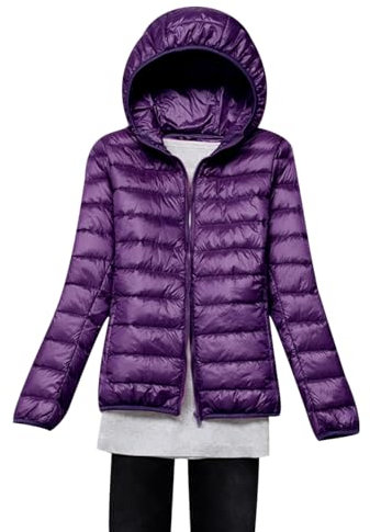 Piumino Leggero Donna Giacca Ultraleggera Invernale Taglie Forti Giubbino Trapuntato Sottogiacca Viola L