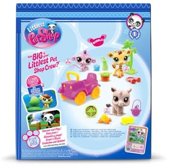 BANDAI Littlest Pet Shop - Pack Safari - 3 Tiere und Zubehör - Offizielle Lizenz - Süßes Tierfiguren-Spielset - Miniaturtierfiguren - Spielzeug für Kinder ab 3 Jahren - BF00524